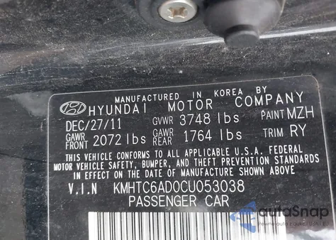 2012 Hyundai Veloster Base W/Red/Black from USA, damaged, VIN KMHTC6AD0CU053038